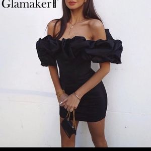 Ruffle off shoulder sexy dress